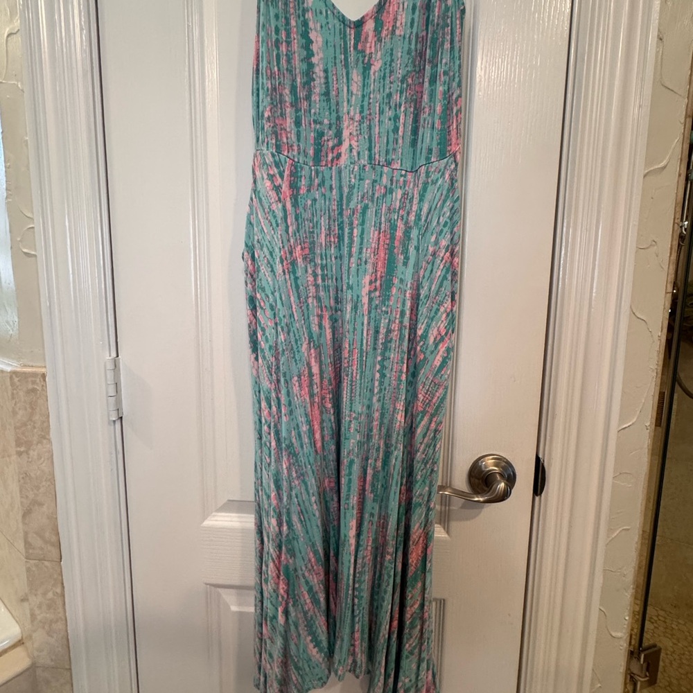 Torrid Brand Teal and Pink Maxi Dress